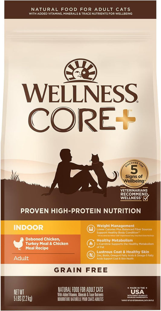 CORE Grain Free Dry Cat Food, High Protein Cat Food, Indoor, Chicken, Turkey & Chicken Meal, Natural, Made in USA, Cat Food, Adult